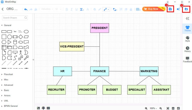 保存组织结构图 Mindonmap