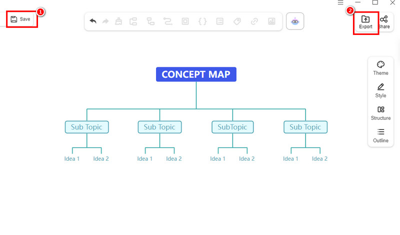 ಪರಿಕಲ್ಪನೆ ನಕ್ಷೆಯನ್ನು ಉಳಿಸಿ ಮೈಂಡನ್ಮ್ಯಾಪ್