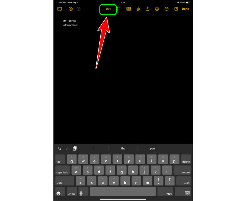Text Function Apple Notes App