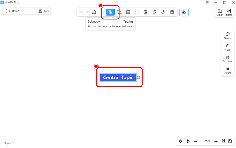 Central Node Take Note Mindonmap