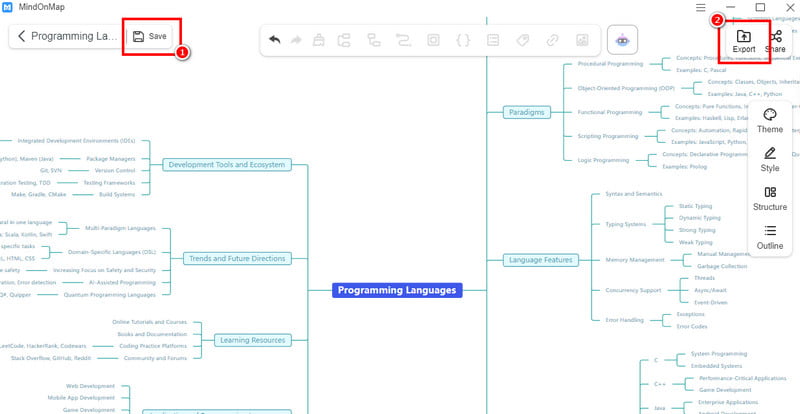 儲存程式設計心智圖 Mindonmap