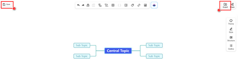 Kaydet Dışa Aktar Zihin Haritası Mindonmap