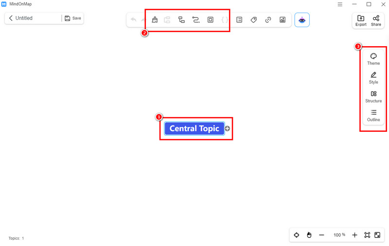 Central Topic Nodes Mindonmap