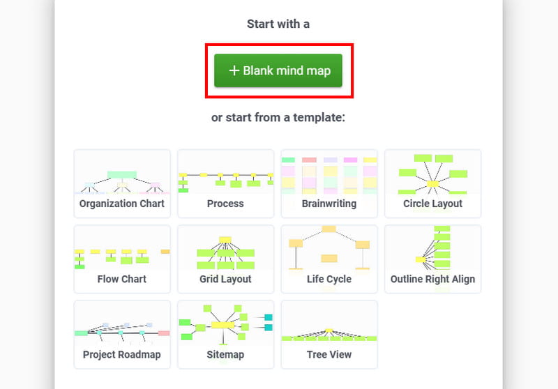 Lege mindmap-optie Bubbl