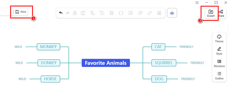 Opslaan Exporteren Mindmap Mindonmap