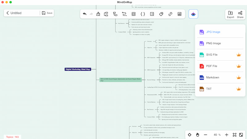 MindOnMap AI generáció Testreszabás és mentés