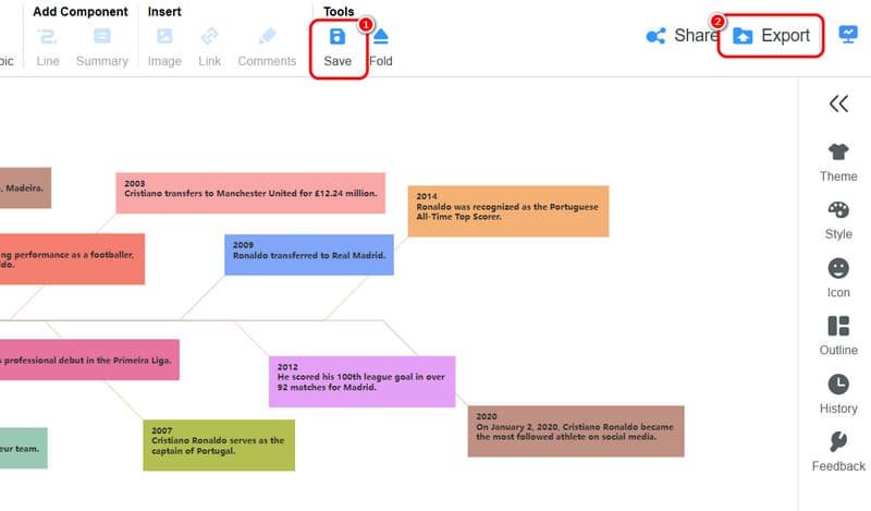 Salvestage ajaskaala Mindonmap