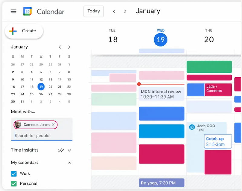 Aplicación de planificación diaria de Google Calendar