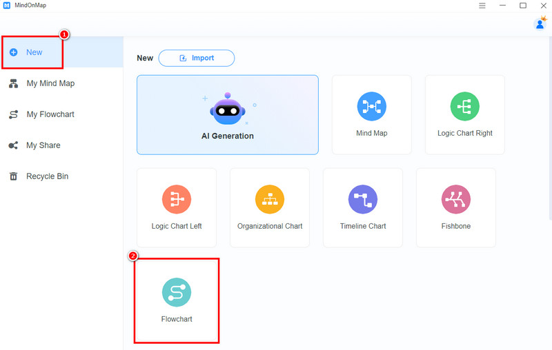新的部分流程图功能 Mindonmap