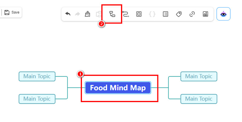 Maak een mindmap over eten (Mindonmap)