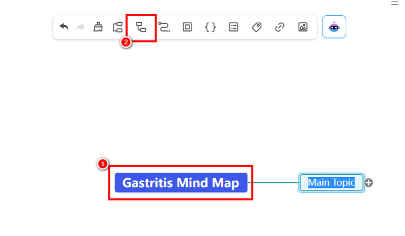 Blauwe doos: Mindmap maken over gastritis (Mindonmap)