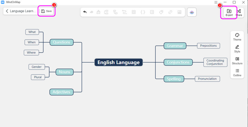 Save Export Mind Map Mindonmap