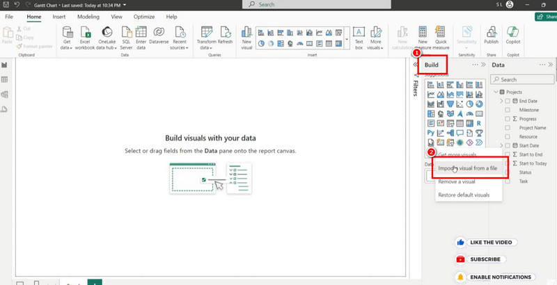 Visuaalide importimine Power Bi abil