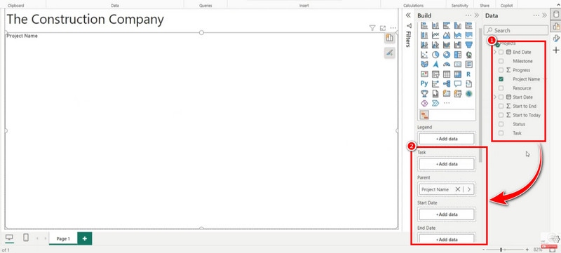 Loo Gantti diagramm Power Bi-s.