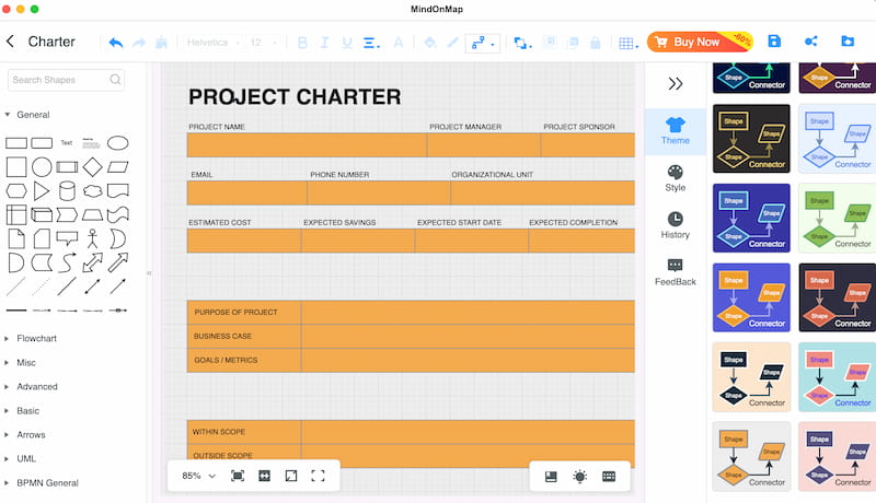 Piagam Projek Tambah Tema Mindonmap