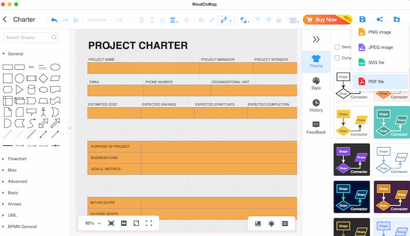 Piagam Projek Eksport Mindonmap