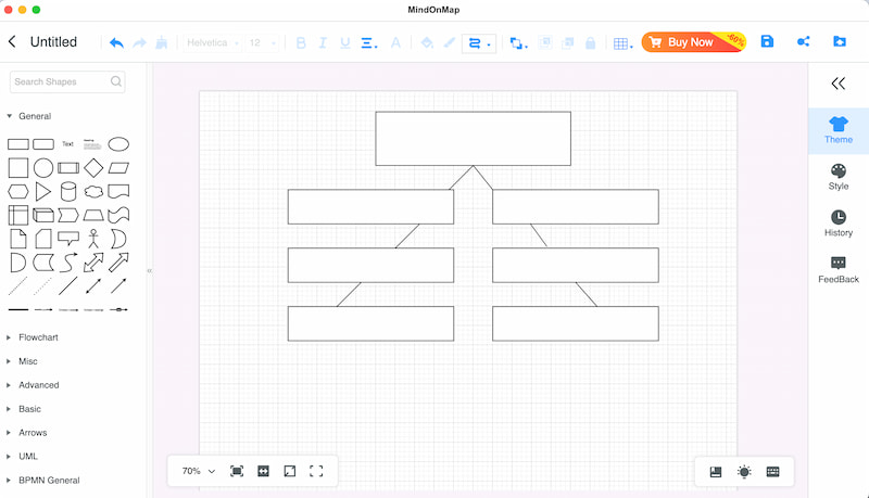 Блок-схема додавання фігур Mindonmap з психології