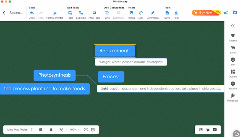 Додати карту науки на Mindonmap до додаткових гілок