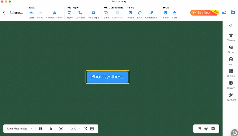 Mindonmap Створіть центральну тему для наукової карти