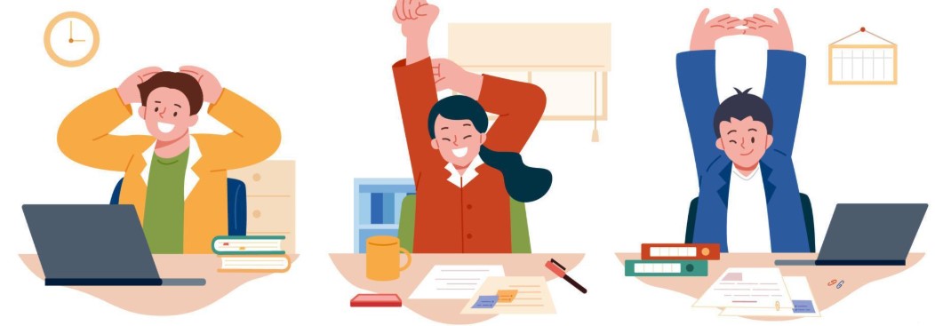 운동을 하고 정기적으로 휴식을 취하세요