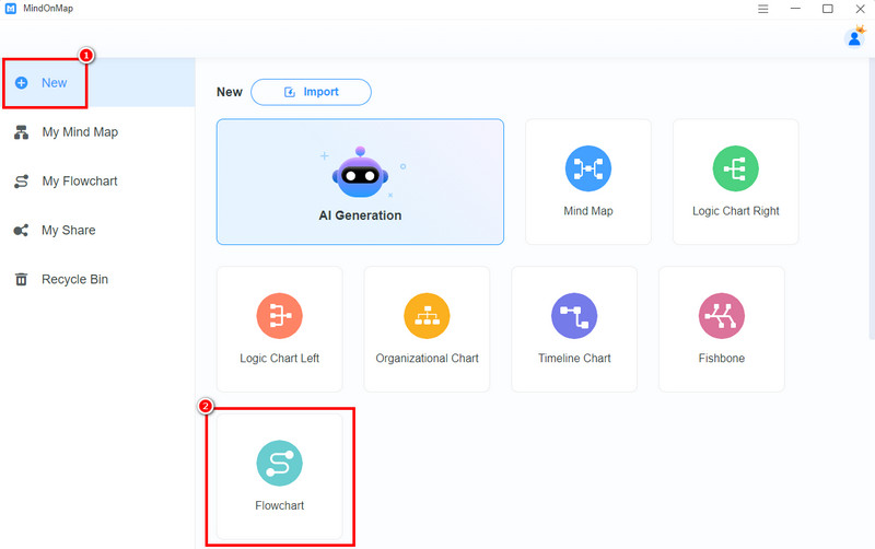 புதிய பிரிவு ஒழுக்குவரைபடம் மைண்டன்மேப்