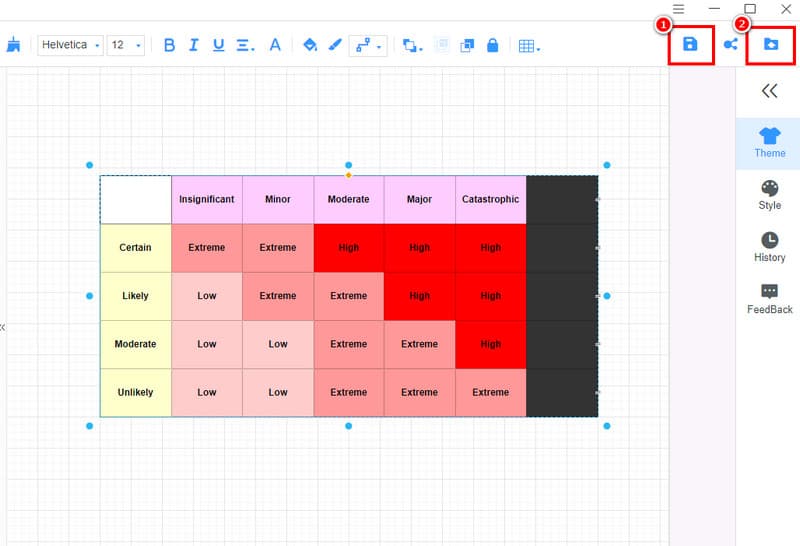 இடர் மேலாண்மைத் திட்டத்தைச் சேமிக்கவும் மைண்டன்மேப்