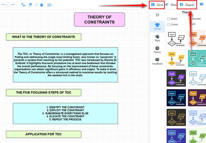 Toc Mindonmap ကို သိမ်းဆည်းပါ