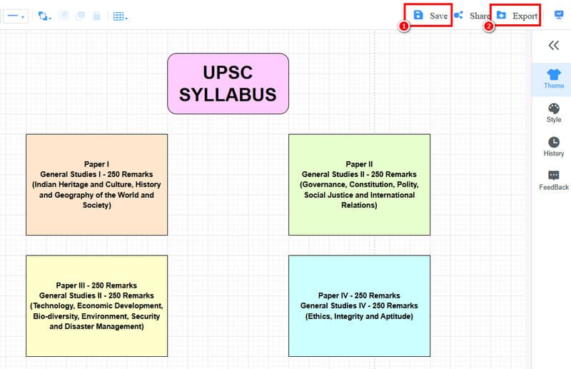 Salvați harta mentală a programului UPSC Mindonmap