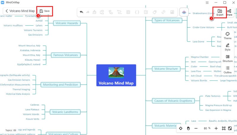 Сохранить концептуальную карту Mindonmap