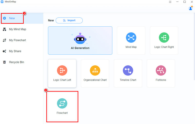 Новая блок-схема Mindonmap