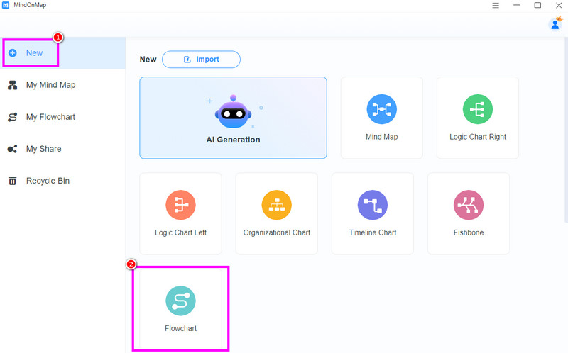 Новая функция блок-схемы Mindonmap