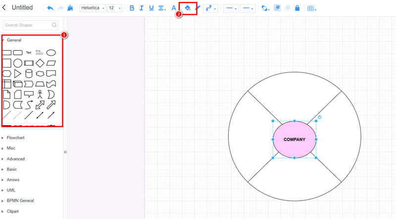 Креирај табела со сончеви зраци Mindonmap