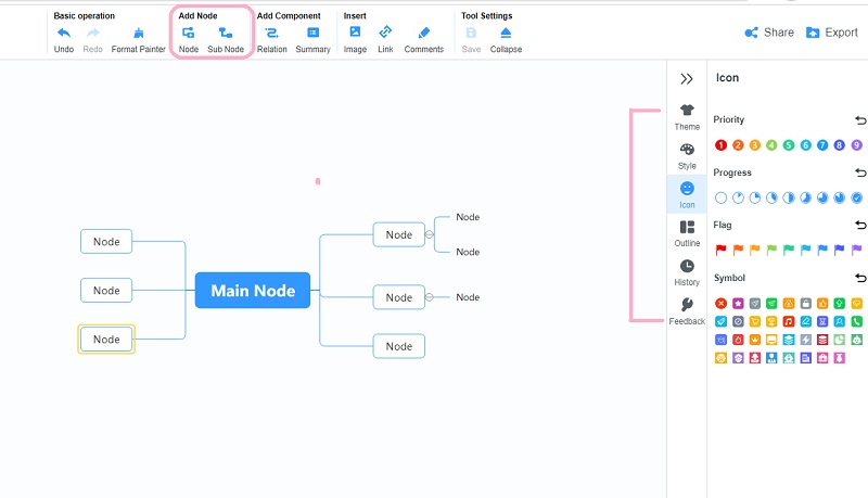 Mind Map добавить узел