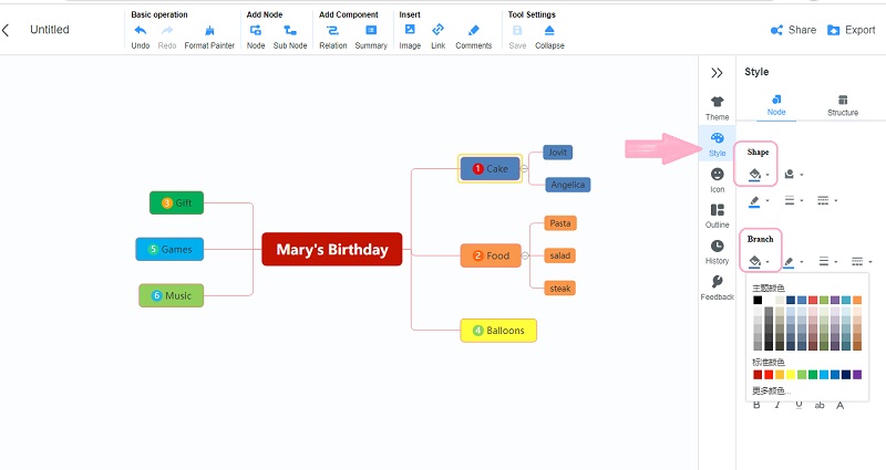 Mind Map Insert Color