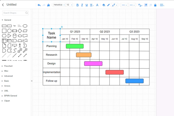 Ստեղծեք Gantt գծապատկերներ