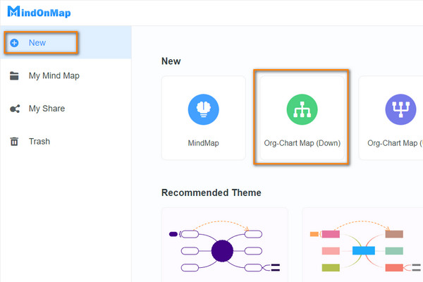 Выберите карту ORG Chart