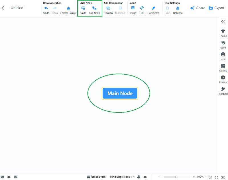 Үнэгүй MindMap AddNode