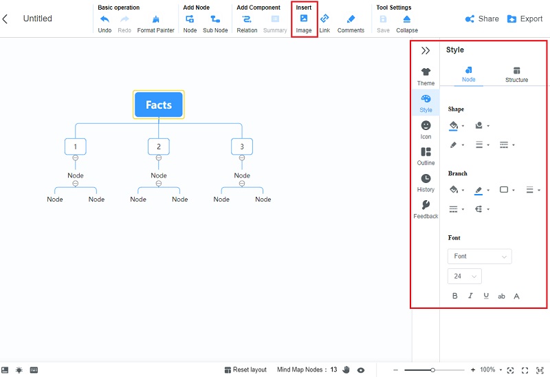 Dijagram afiniteta MindOnMap Radiance