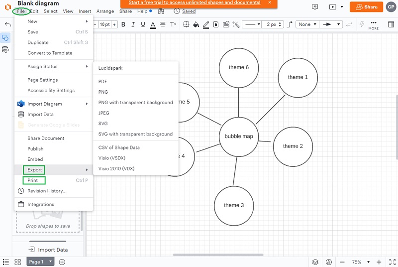 Бульбашна карта Lucidchart Зберегти