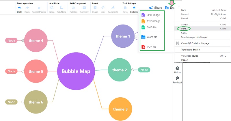 Bubble Map MindOnMap ექსპორტი