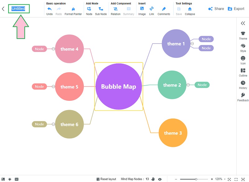 Bubble Map MindOnMap නම