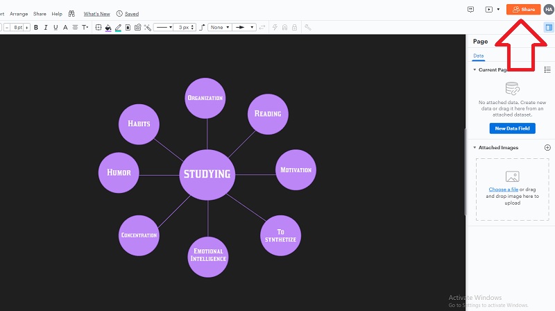 Harta conceptuală Lucidchart Share