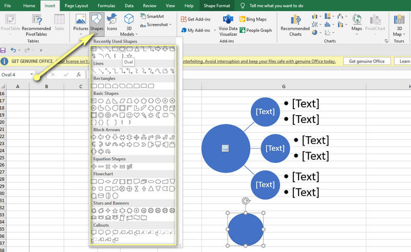 Formas de inserción de Excel