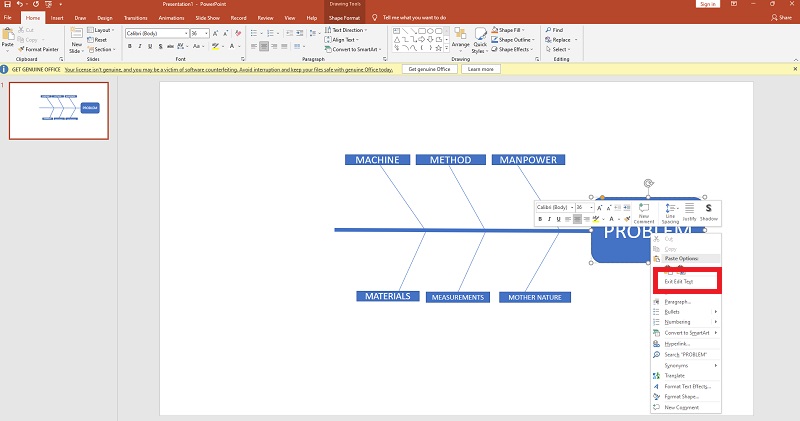 Kalalaba diagrammi PowerPointi tekst