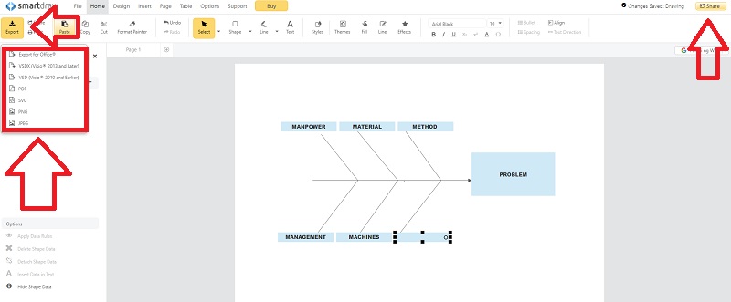 फिशबोन रेखाचित्र SmartDraw साझेदारी