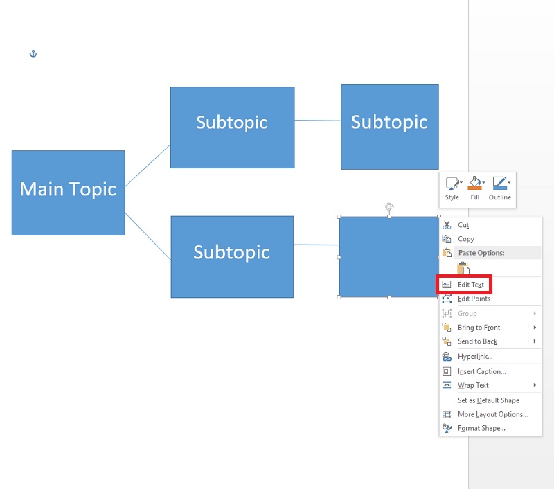 Mind A Mind Map Word Adicionar texto