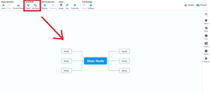 MindOnMap Nümunə qovşaqları