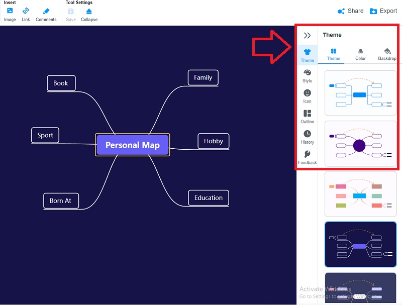 Примеры тем MindOnMap