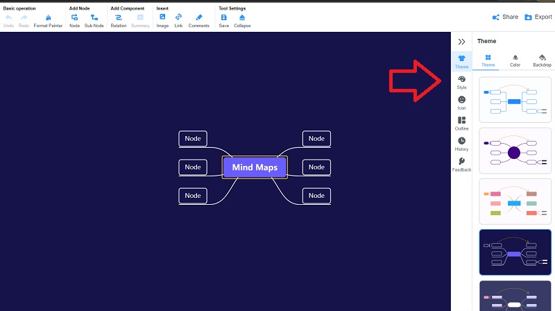 MindOnMap เปลี่ยนธีม