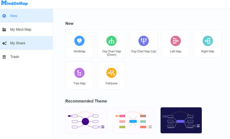 MindOnMap থিম নির্বাচন করুন